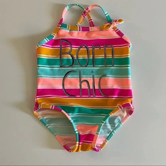 Koala Kids Other - Koala Kids multi color bathing suit w/ “Born Chic” wording